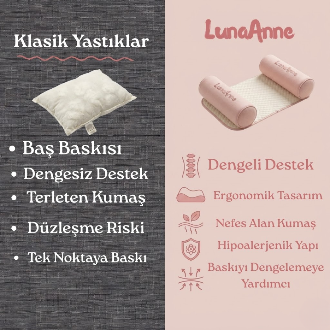 LunaAnne Ortopedik Bebek Düz kafa yastığı