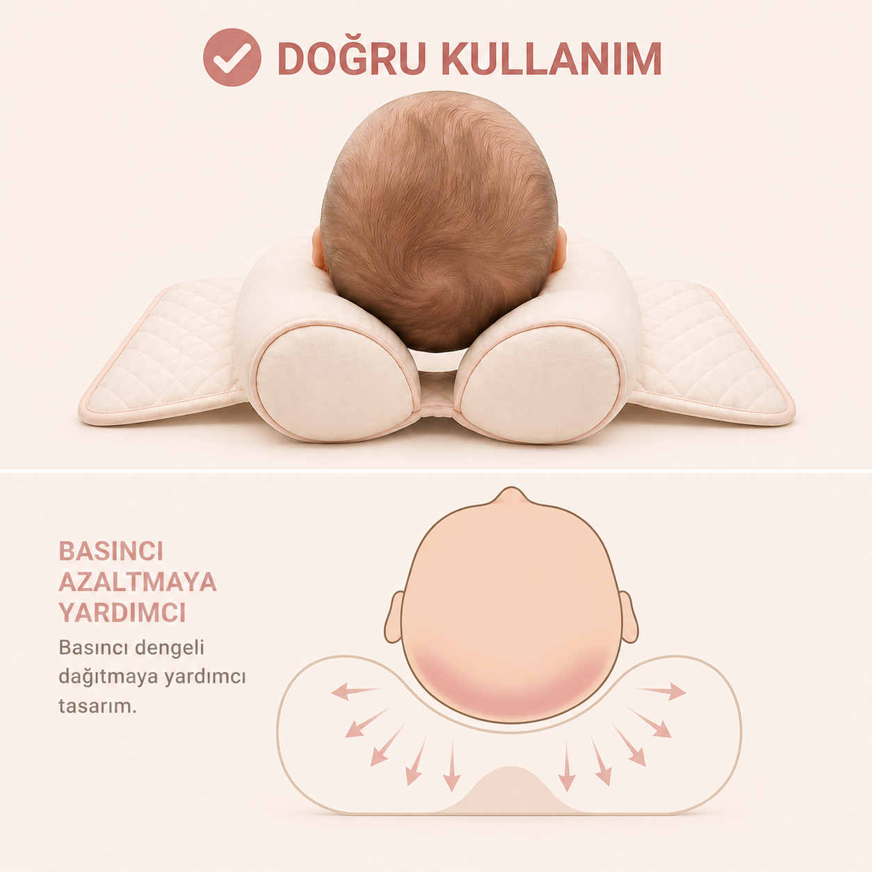 LunaAnne Ortopedik Bebek Düz kafa yastığı